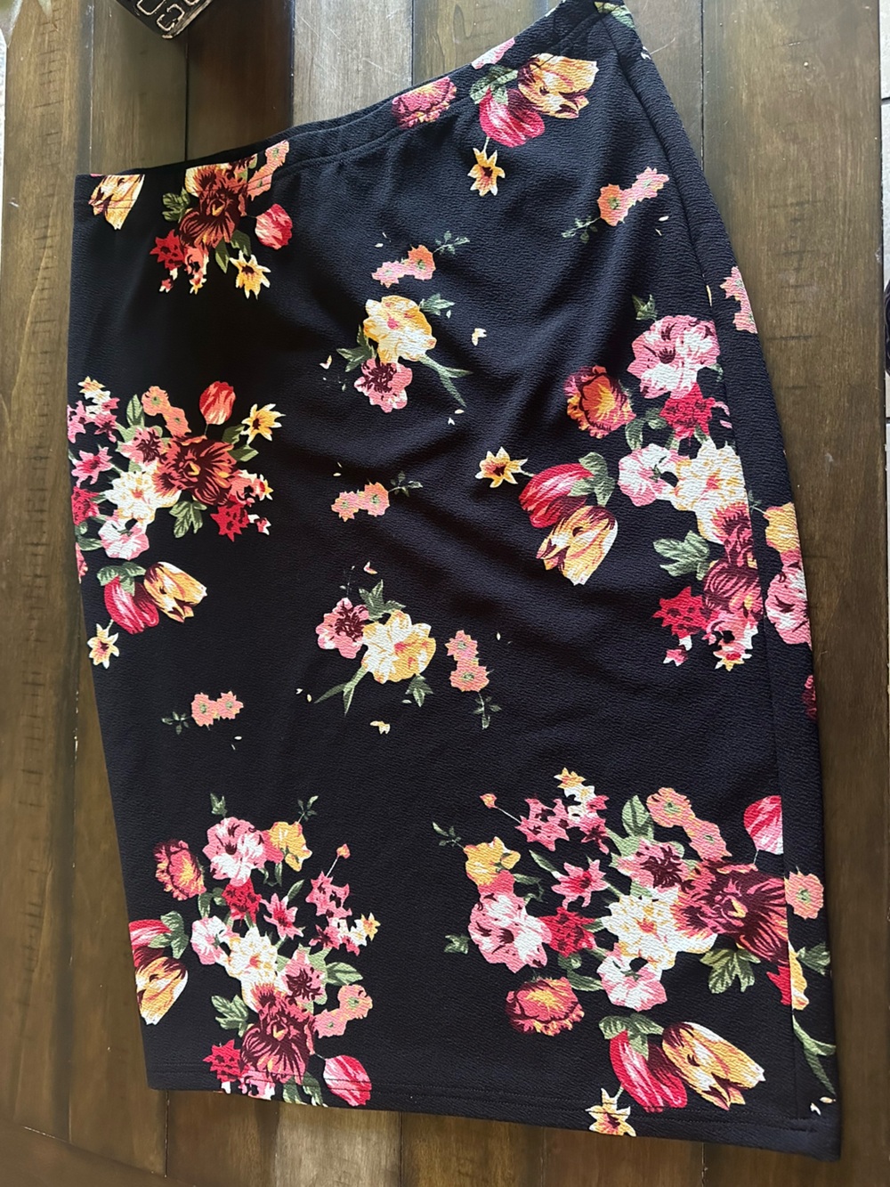 Black Floral Print Skirt